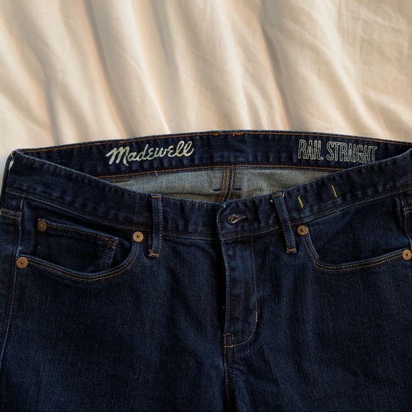 Madewell Dark Rinse Rail Straight - Picture 3 of 6